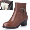 Fashion Comemore Winter Fur Boots High Heels Brown Ladies Heel Boot Adult Fashion Women's Shoes 2025 Genuine Leather Warm Booties Black