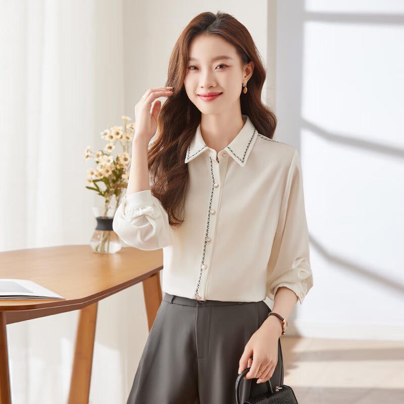 Taluoman Women s Business Casual Long Sleeve Lapel Shirt 2XL