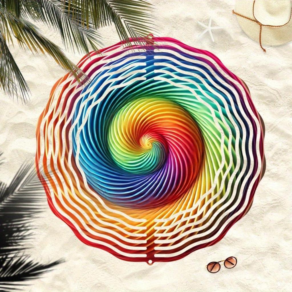 Rainbow Spiral Metal Wind Chime Outdoor Decor Geometric Mandala Design for Garden Patio Porch Yard No Power Needed Easy To Install Gift for Men Women