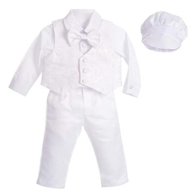 Baby White Christening Suit with Floral Long Sizes Months Boy's Hat, Pattern, Sleeves, 6-9