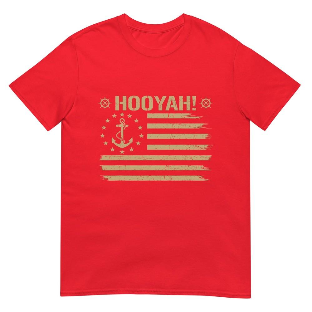 Hooyah Funny Sailor Saying Proud Us Naval Veteran Flag Usa Tshirt S
