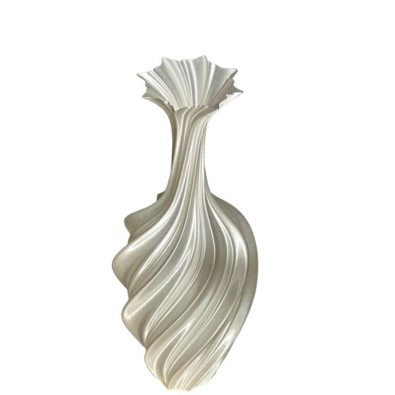 Minimalist Nordic 3D-Printed Twisted Abstract Floral Vase