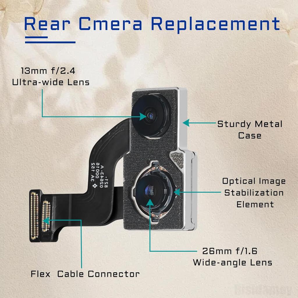 For iPhone 12 OEM Main Back Camera Lens Replacement Module 12MP Rear Lens Parts with Ultra Wide Lens OIS HDR Photos 4K Video Flex Cable Fix Repair