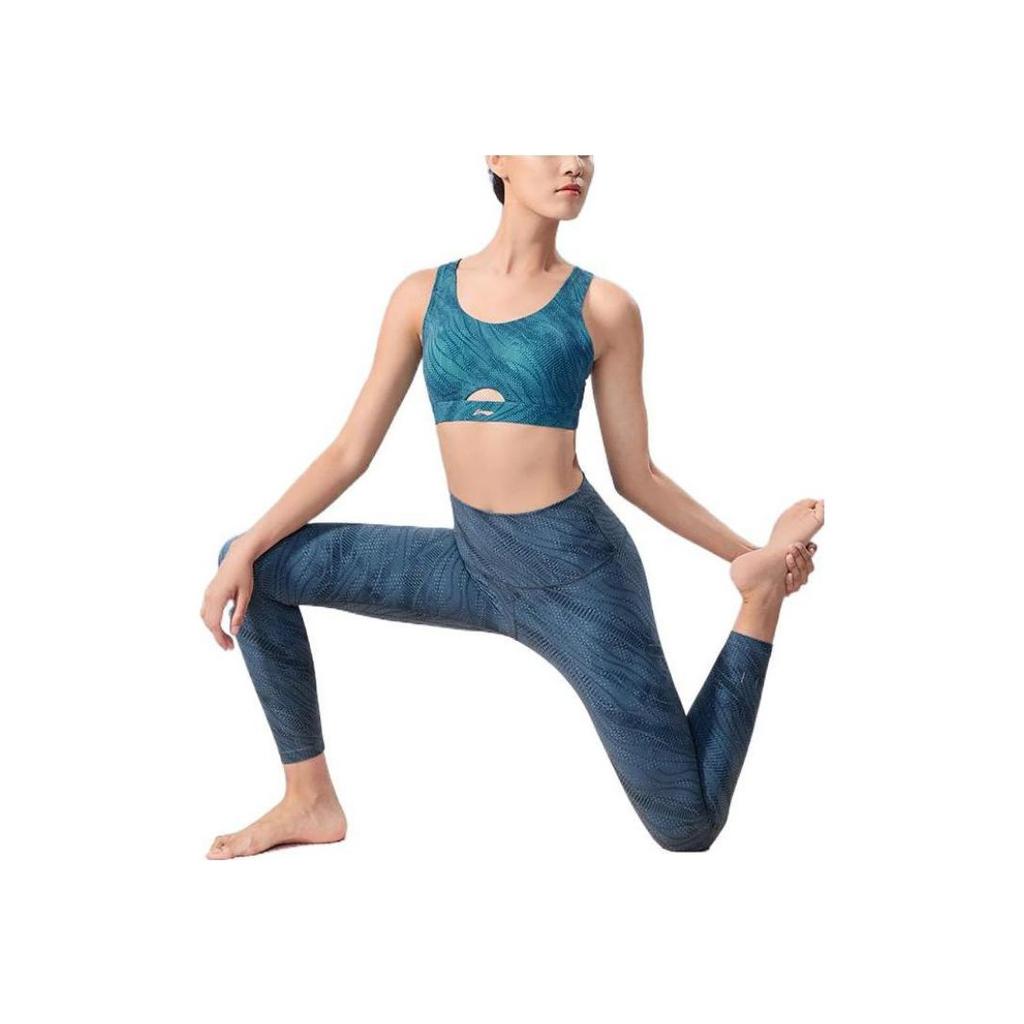 Li Ning Printed Straight Leg Casual Sports Fitness Pants Women Pants Blue AULS056-9