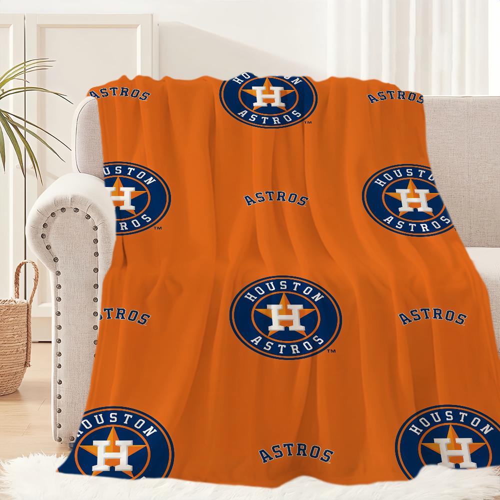 Sport Team Baseball Blanket Plush Nap Sofa Rug A-Astros-ES for Living Room Warm Office Bedroom Birthday Home Travel Kid Gifts