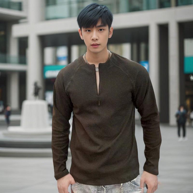 

Мужская облегающая теплая футболка с длинным рукавом из немецкого бархата для базового слоя XL серый