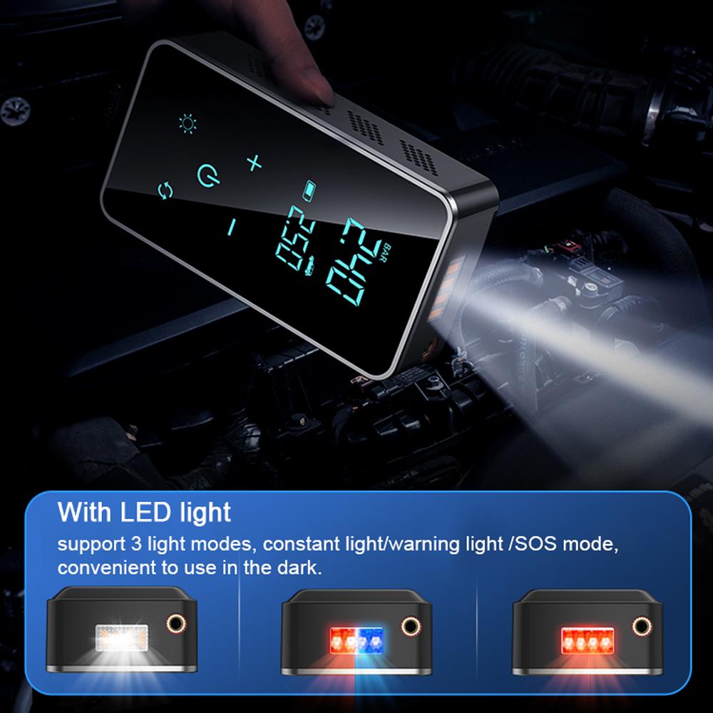 Cordless Car Air Pump 150PSI Touchscreen Air Compressor Portable Electric Tire Inflator with LED