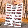 Fire Truck Flannel Blanket Soft Warm All-Season Throw, Design for Camping, Car Travel, Hiking Sofa, Bed, Office Perfect Gift for Parties
