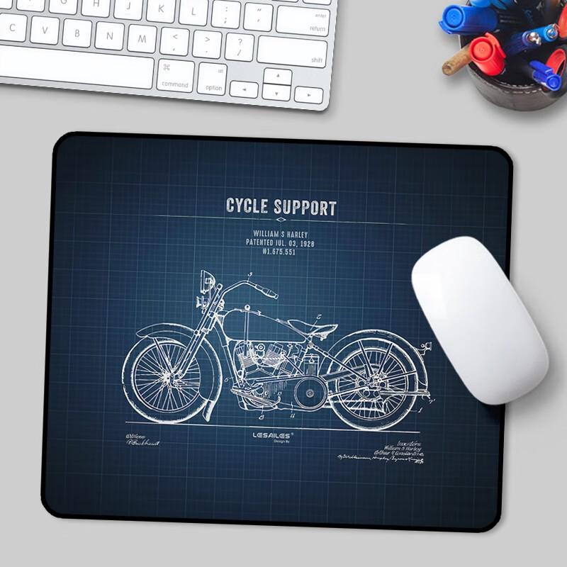 Mauspad, Einfarbige Spezielle Kleine Computertischmatte, Glatte Gewebte Kante mit Verdickter Anti-Rutsch-Basis, Vintage-Motorrad-Design, 300x250x3mm
