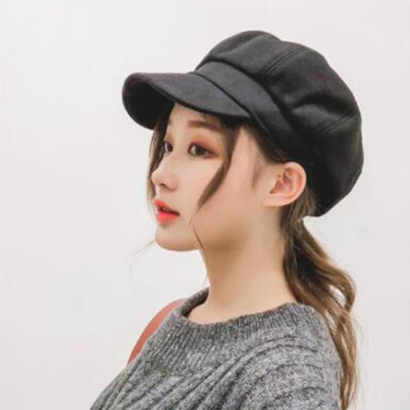 Women All Match Solid Color Short Brim Beret for Autumn Winter Wear