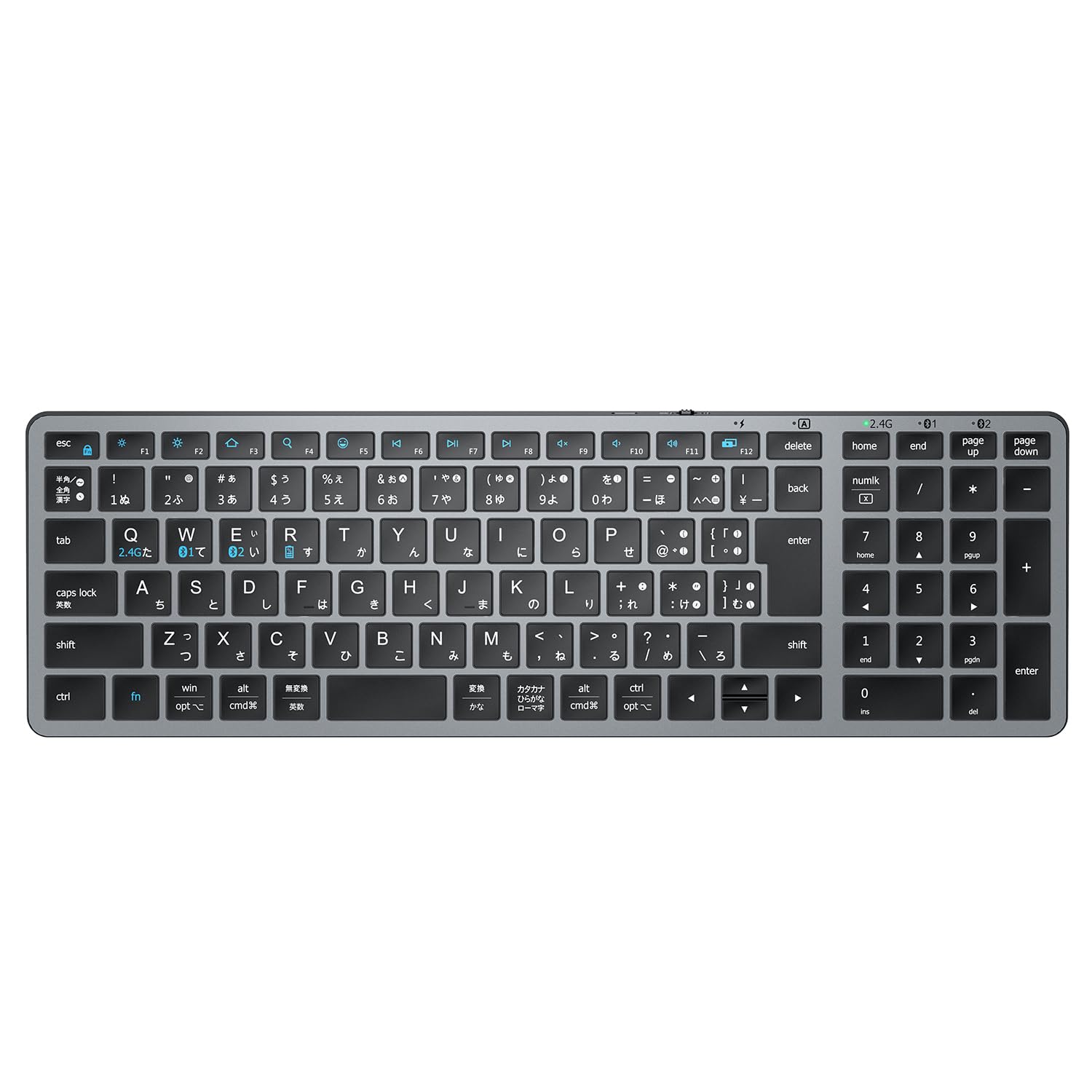 

iClever Wireless Bluetooth JIS Japanese Dual Supports 3 Simultaneous Device with Numeric Compatible with and and DK20 Keyboard, & 2.4G Wireless, Slim, чорний