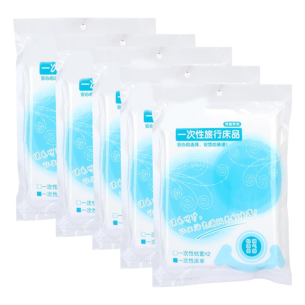 5pcs 120 x 200cm Disposable Bed Sheets Bed Cover Portable Outdoor Hotel Bedding Supplies