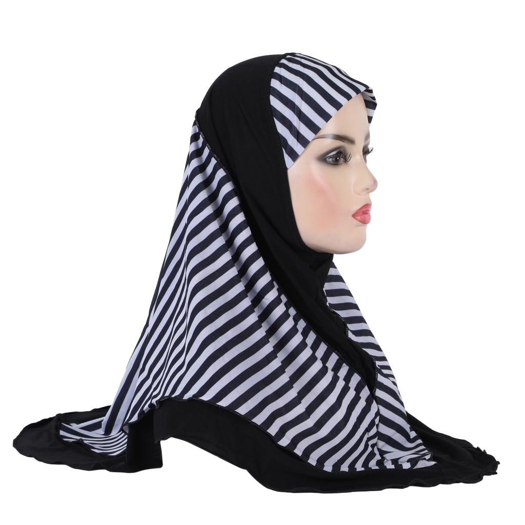 

H323 Adults medium size 70*60cm pray hijab muslim hijabi scarf islamic headscarf hat amira pull on headwrap чорний