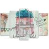 Five Piece Picture Canvas Print Coloured House