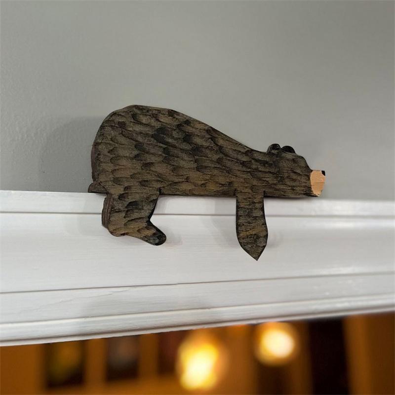 Creative Animal Door Top Wooden Decoration Sleeping Cute Brown Bear  Home Living Room Bedroom Office Door Decoration