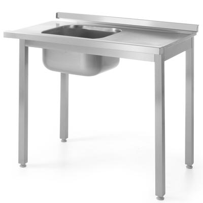 Dishwasher Loading Table with Sink, Steel, 100x60cm, LEFT, Hendi 811917