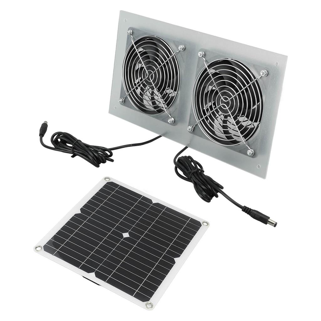 15W Solar Panel Powered Fan Efficient Solar Powered Dual Fan Kits for Chicken Coop Greenhouses Shed