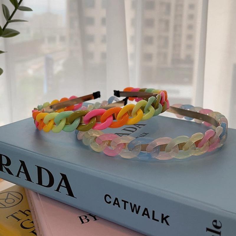 Tie Dye Chain Acetic AcidTwisted Braid Hairband Acrylic Headband  for Women Girls Hair Accessories