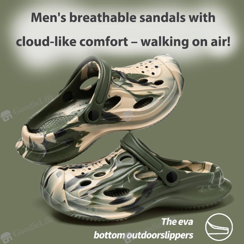 

Нові чоловічі камуфляжні вуличні капці Нековзні пляжні туфлі Кольорове блокування Дизайн печери для водіння Сад 36-37 білий