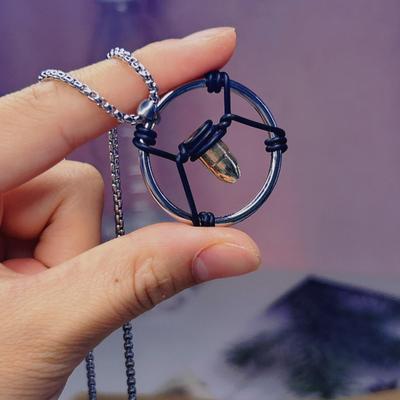 Fashion Round Hollow Bullet Pendant Personality Trend Punk Style Men's And Women's Style Necklace