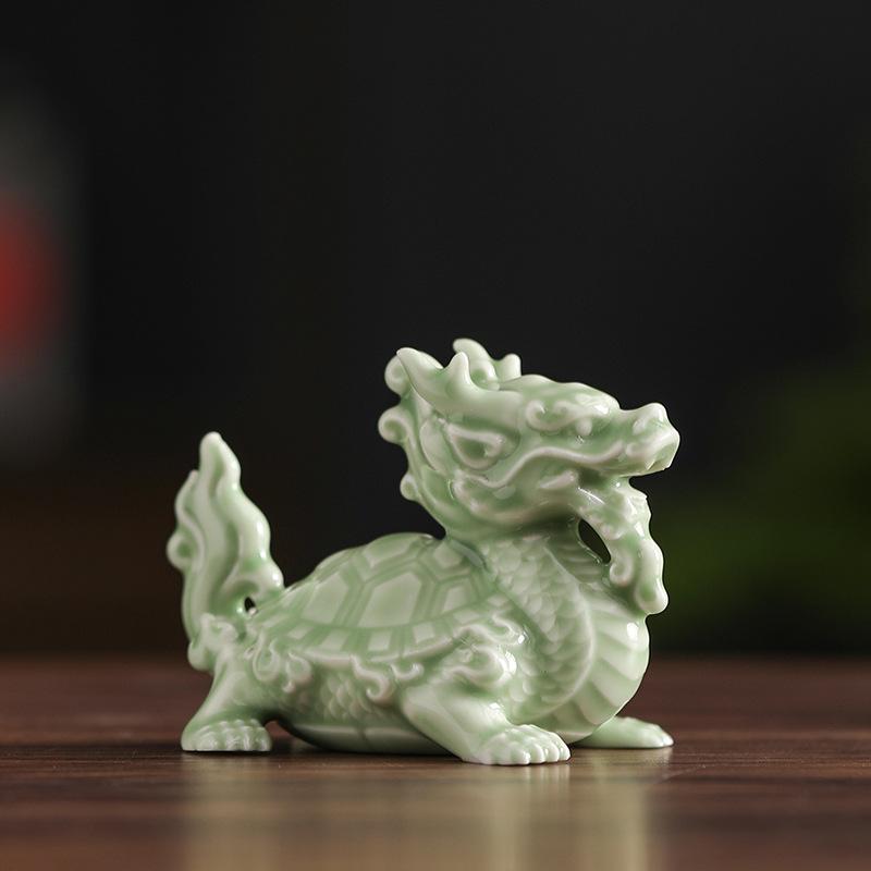 Dragon Turtle Ornaments Ceramic Attract Wealth Leading Turtle Office Desktop Ornaments Chinese Home Decoration Small Gifts