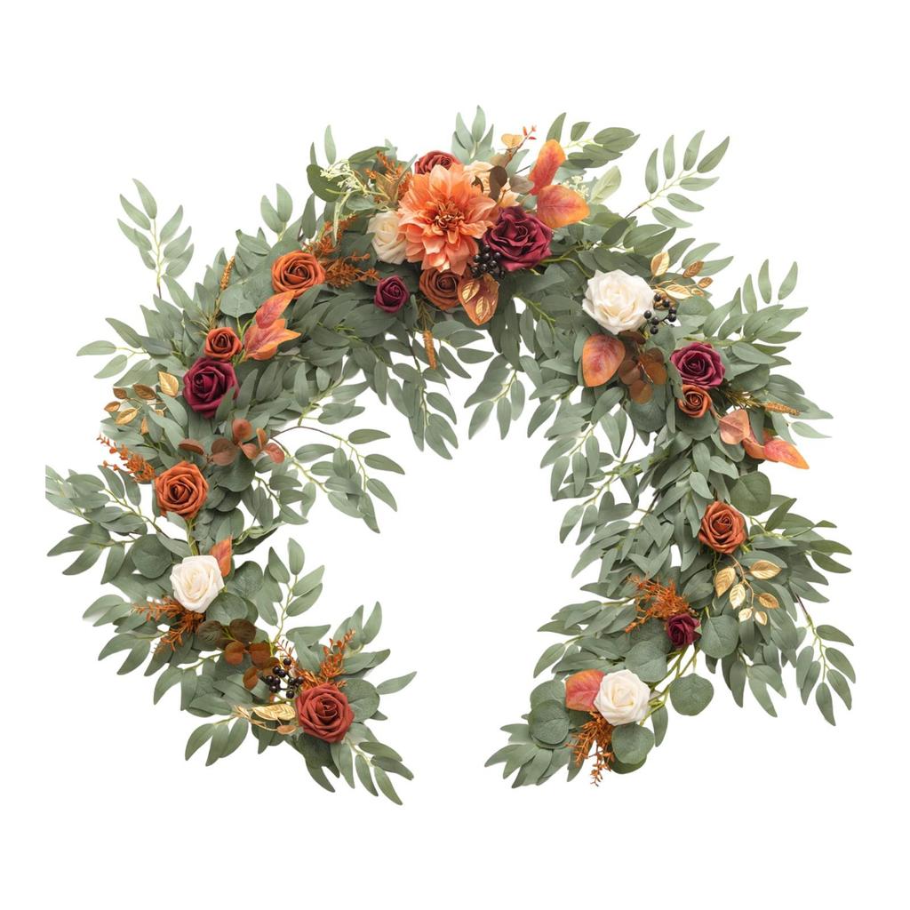 Artificial Flower Garland Table Runner 1.8 M Long Fake Rose Flower Vine for Wedding Bridal Shower Backdrop Indoor Outdoor Arch