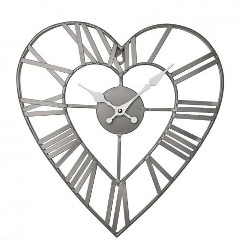 Metal Heart Grey Wall Clock
