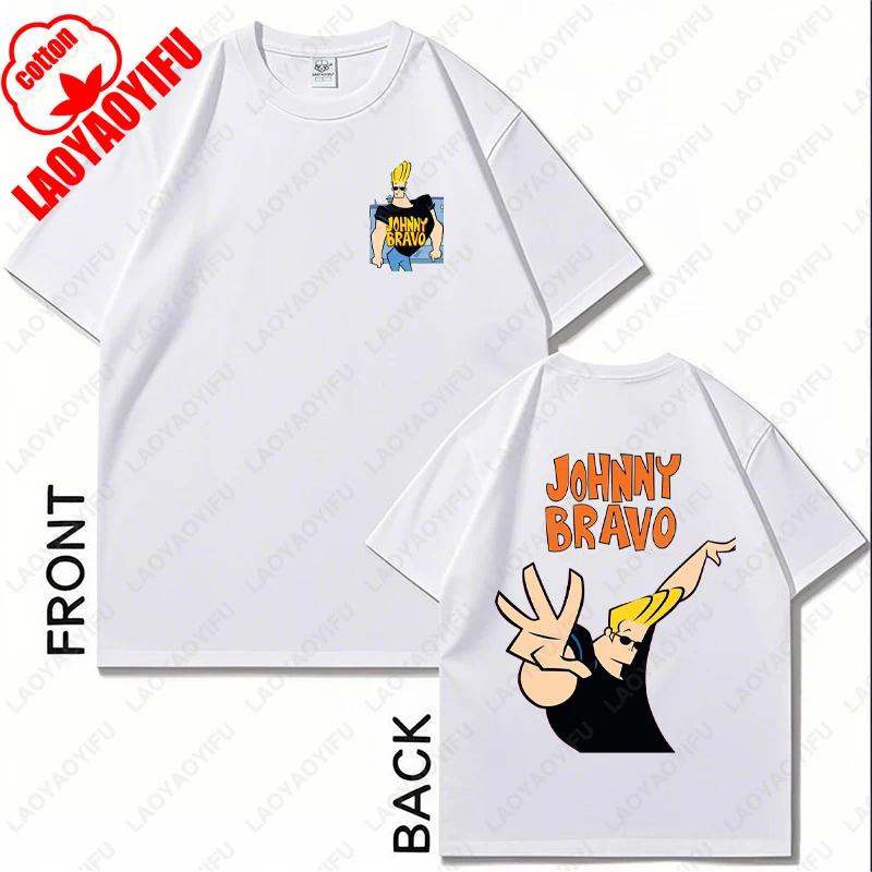 Vintage Cartoon Network Johnny Bravo Was Here Reckless Cotton Tshirt Im Pretty Graphic Print Tops Unisex Women Streetwear Tee Gift