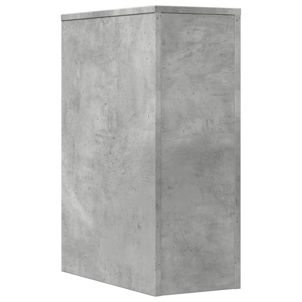 Narrow Bathroom Cabinet with Casters Concrete Grey Particleboard