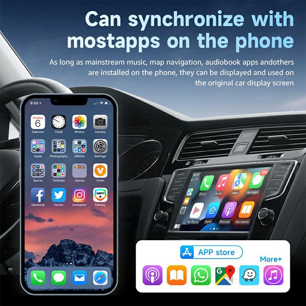 AB019F 2 In 1 CarPlay Android Auto Wireless Adapter Bluetooth-Compatible 5.4 WiFi 6 Connection Dongle