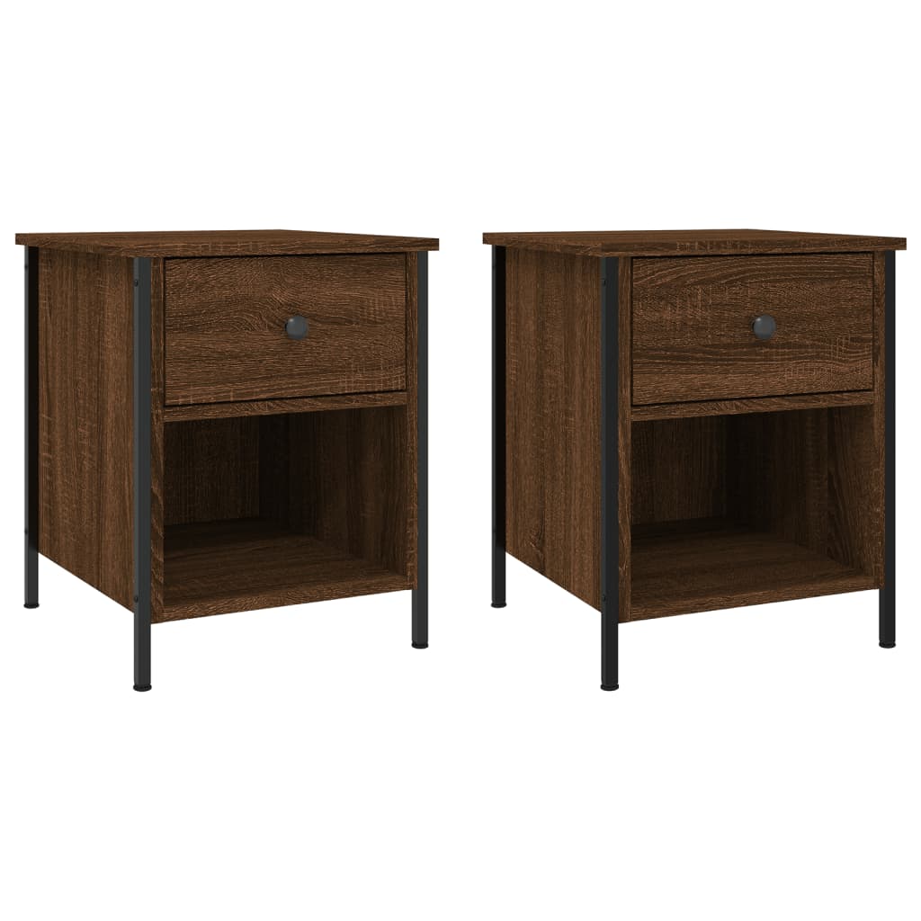Nightstands 2 Pcs Brown Oak Effect 40 X 42 X 50 Cm Engineered Wood