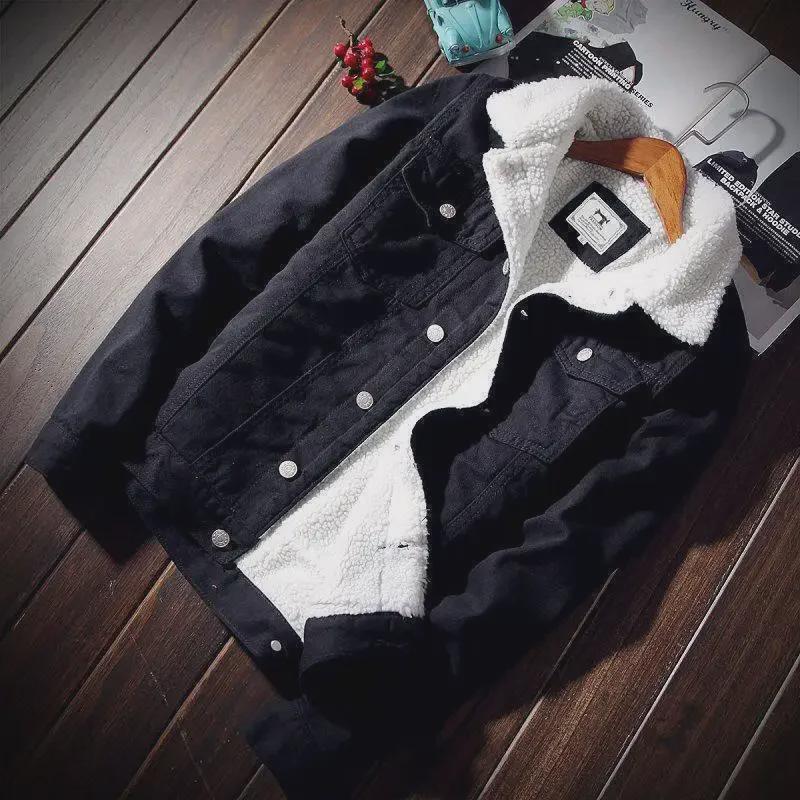 Men's Slim Fit Thickened Velvet Denim Jacket - Large Size, Lambskin Wool Imitation, Winter Youth Style