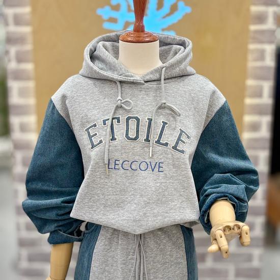Denim Colorblock Hoodie T-Shirt LC61F3LT510S FREE серый 16560₽