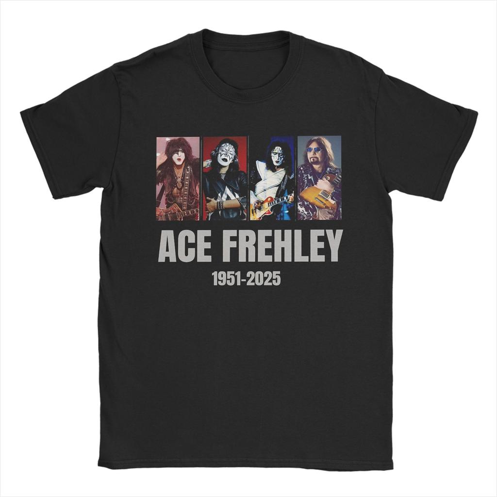 Rip Ace Frehley The Spaceman 1951-2025 kiss band Apparel Men Women T Shirt 100% Cotton Tee New Arrival  T-shirt Clothing