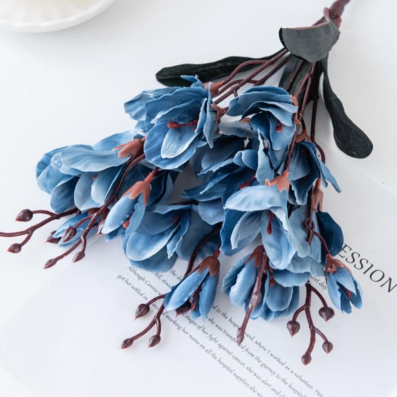 1PC Magnolia Bouquet Artificial Flowers for Home Decor Wedding Christmas Party Supplies Photography Props Bride Accessories