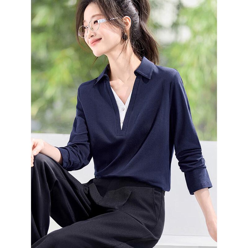 Mohan Yimei Polo Style Color-Block Long-Sleeve Shirt XL