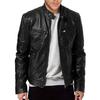 Mens Motorcycle Leather Jacket Slim Fit Short-Coat Lapel PU Jackets Autumn Zipper Stand Windproof Leather Coat
