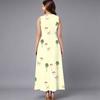 Plus Size Ladies Sleeveless Crew Neck Dress Exotic Palm Floral Printed Flowy Calf Length Outfit