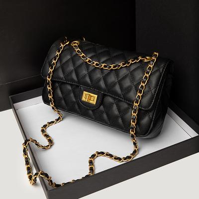 Bolso de Axila Cadena Diamante Caviar Nuevo Estilo Para Ir al Trabajo Cita Bolso de Mujer Moderno y Versátil Bandolera de Un Hombro