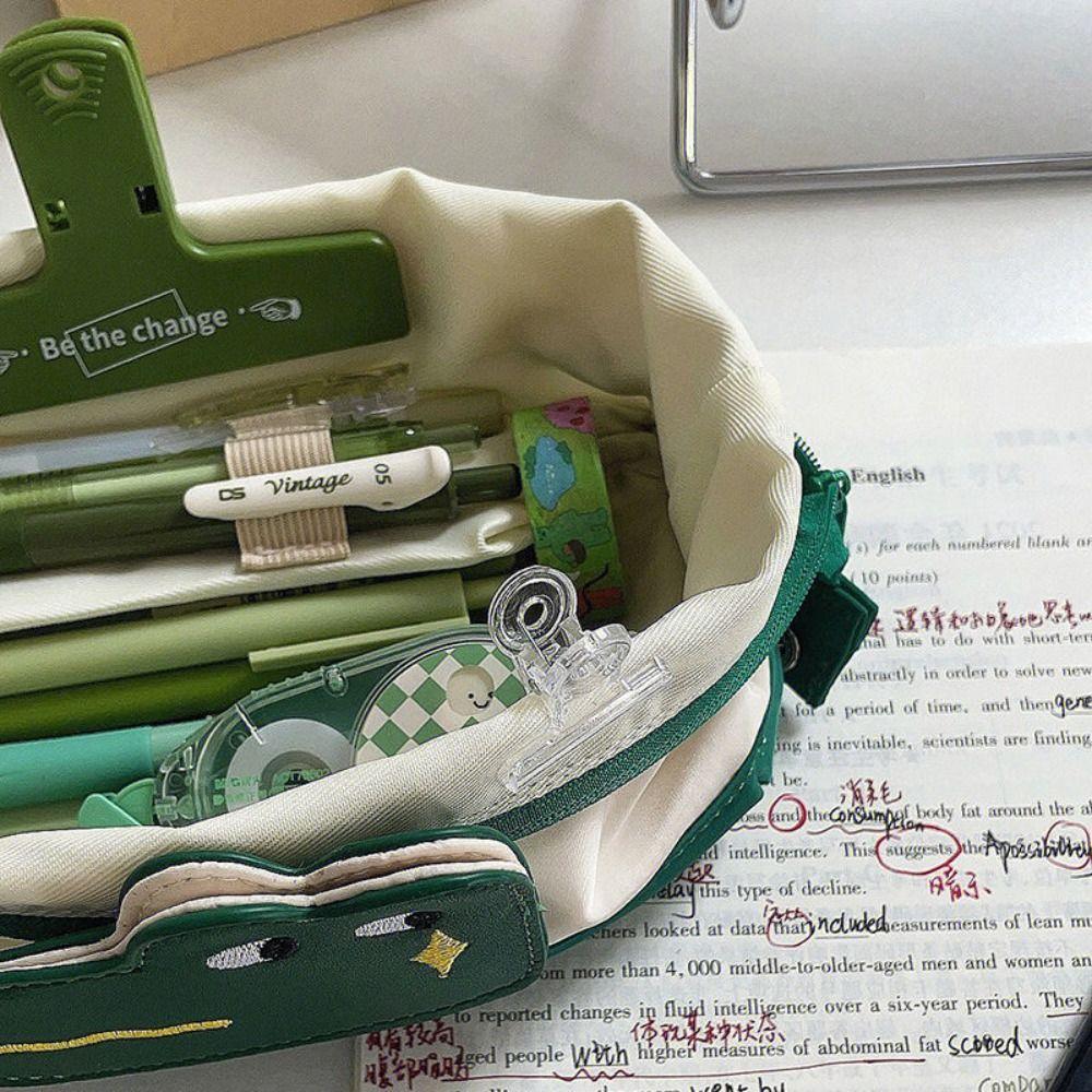 Crocodile Pencil Box Flap Type Pencil Case Multi-function Stationery Organizer  Student Gift