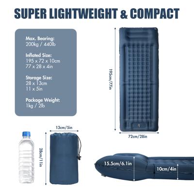 Inflatable Sleeping Pad Extra Thick 4 Inch Sleeping Pad Mat Air Mattress with Built-in Pump for