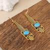 Vintage turquoise metal long pendant Boho style  women's earrings festive wear gifts