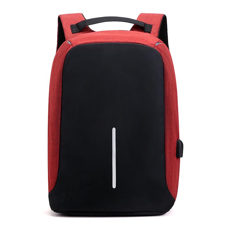 Men's Large Capacity Travel Backpack - Rechargeable & Simple Design for Students and Business