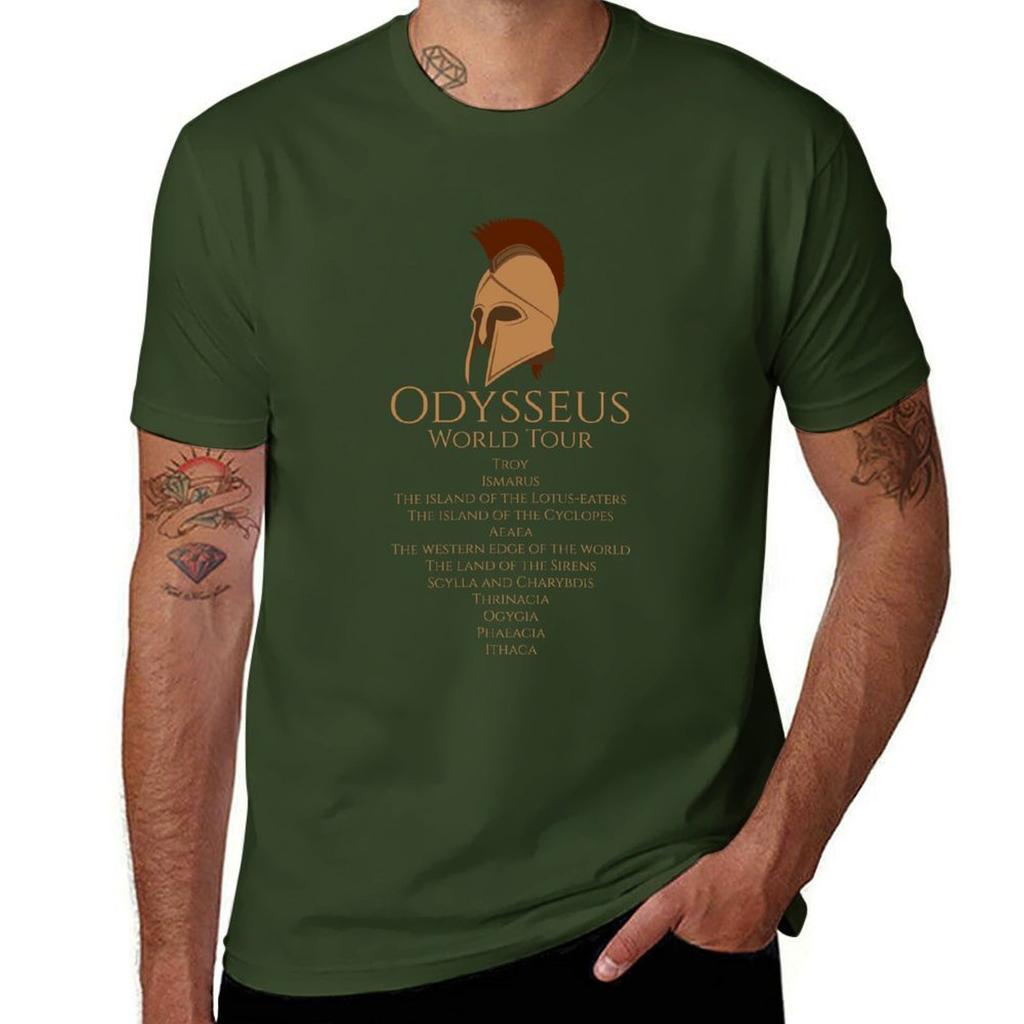 Odysseus World Tour - Ancient Greek Mythology - Epic Poetry T-Shirt Funnys Summer Clothes T-shirts for Men Cotton