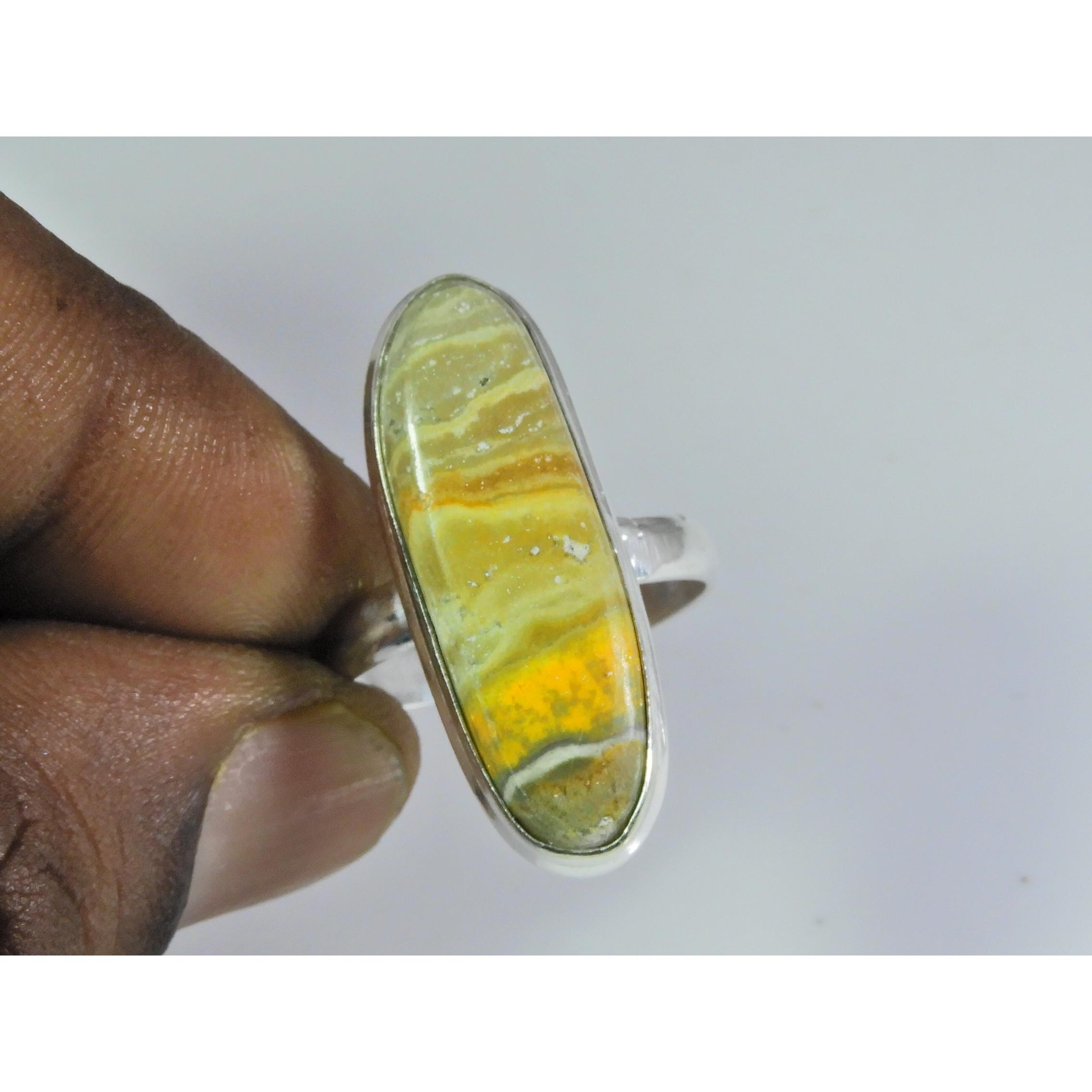 

Natural Bumble Bee Jasper 925 Solid Sterling Silver Ring Size US-8.5 PG-28