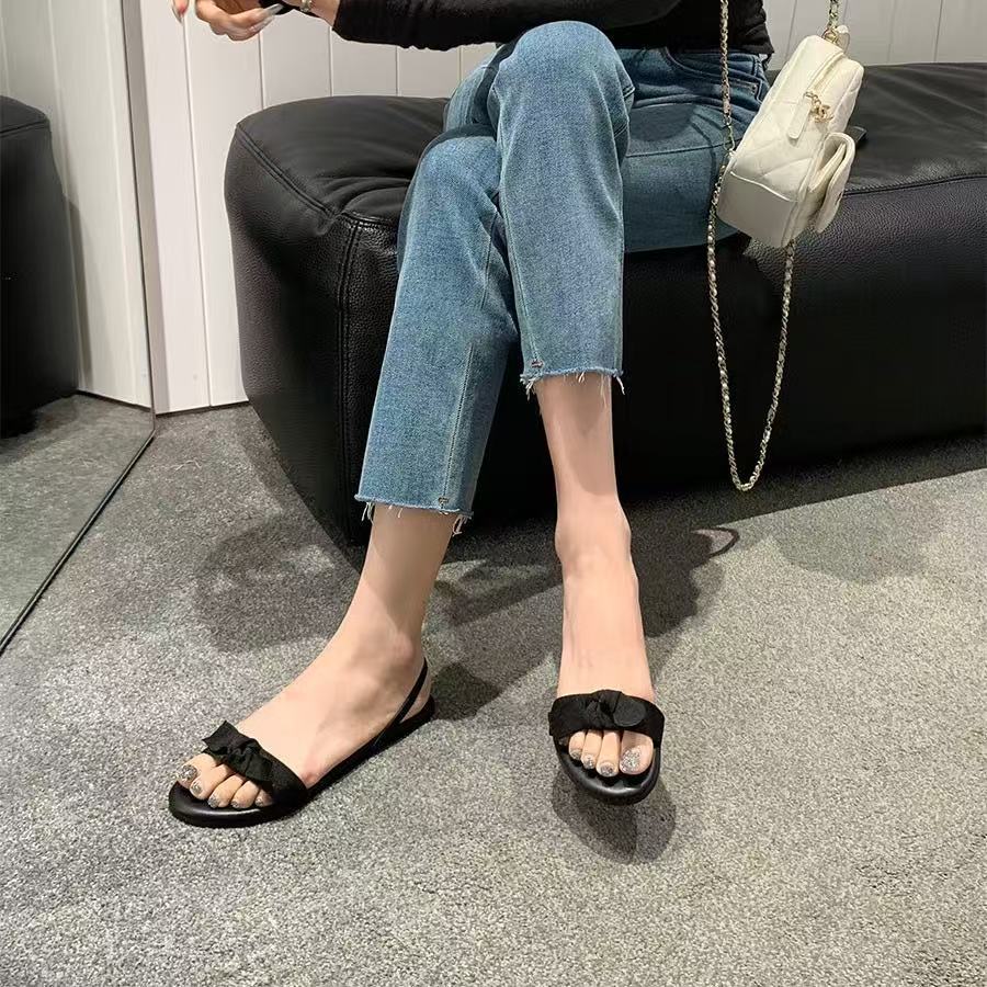 Flat-bottomed bow sandals fairy shoes, new versatile and not tired sandals