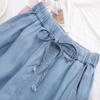 Women's Summer Thin Large Loose Wide Leg Elastic Waist Casual Denim Skirt Pants