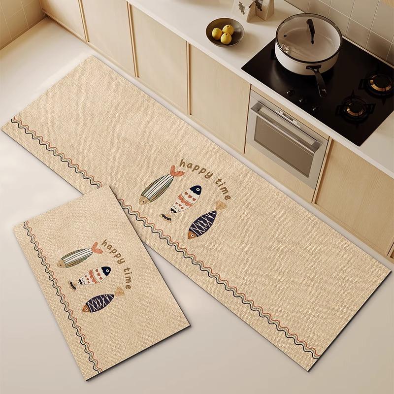 Kitchen Rug Waterproof Floor Mat PVC Leather Carpet Anti-slip Mats Japanese Style Home Decor Rugs alfombras de cocina