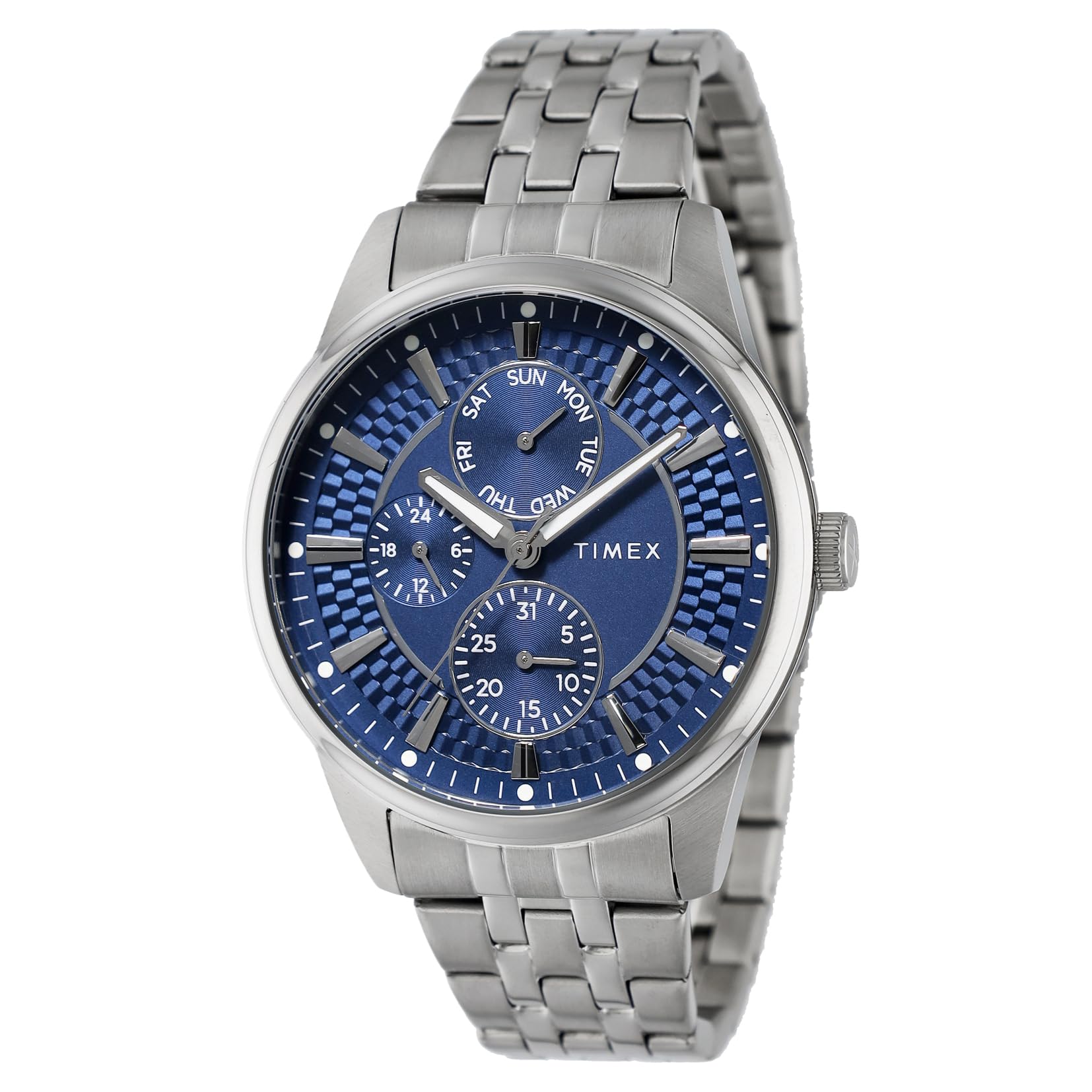 

TIMEX Chicago Multifunction Watch Quartz 5 ATM Water Mineral Blue Stainless Steel Men s TW2Y21500, Movement, Resistance, Glass, Dial, [Used] синий