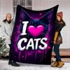 1pc I Love Cats Print Outdoor Blanket, Lightweight Polyester,